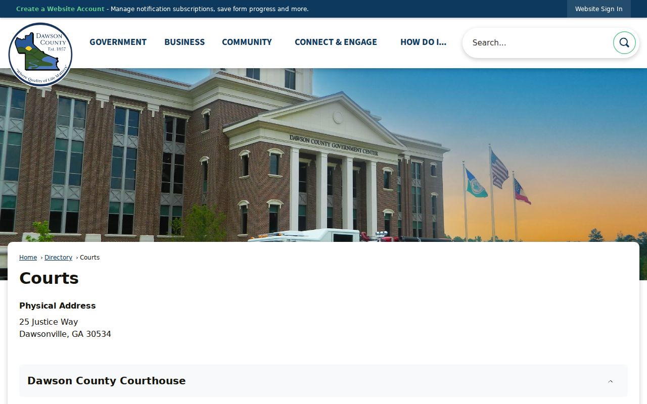 Dawson County case search county court office directory