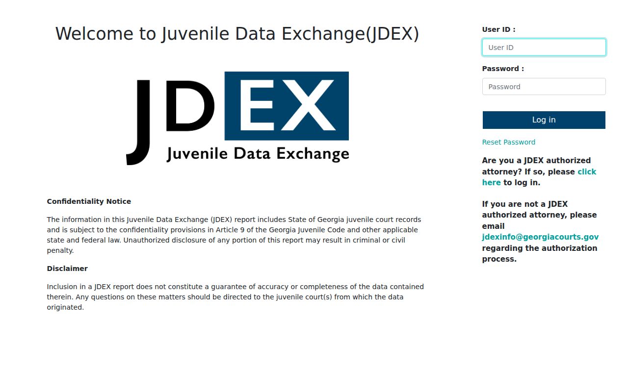 Dawson County criminal docket JDEX authorized access and confidentiality notice