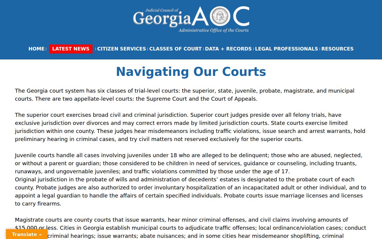 Dawson County court docket Georgia court classes and jurisdiction