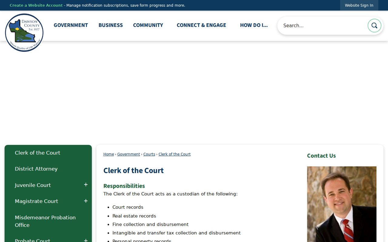 Dawson County court docket Clerk of Superior and Juvenile Courts