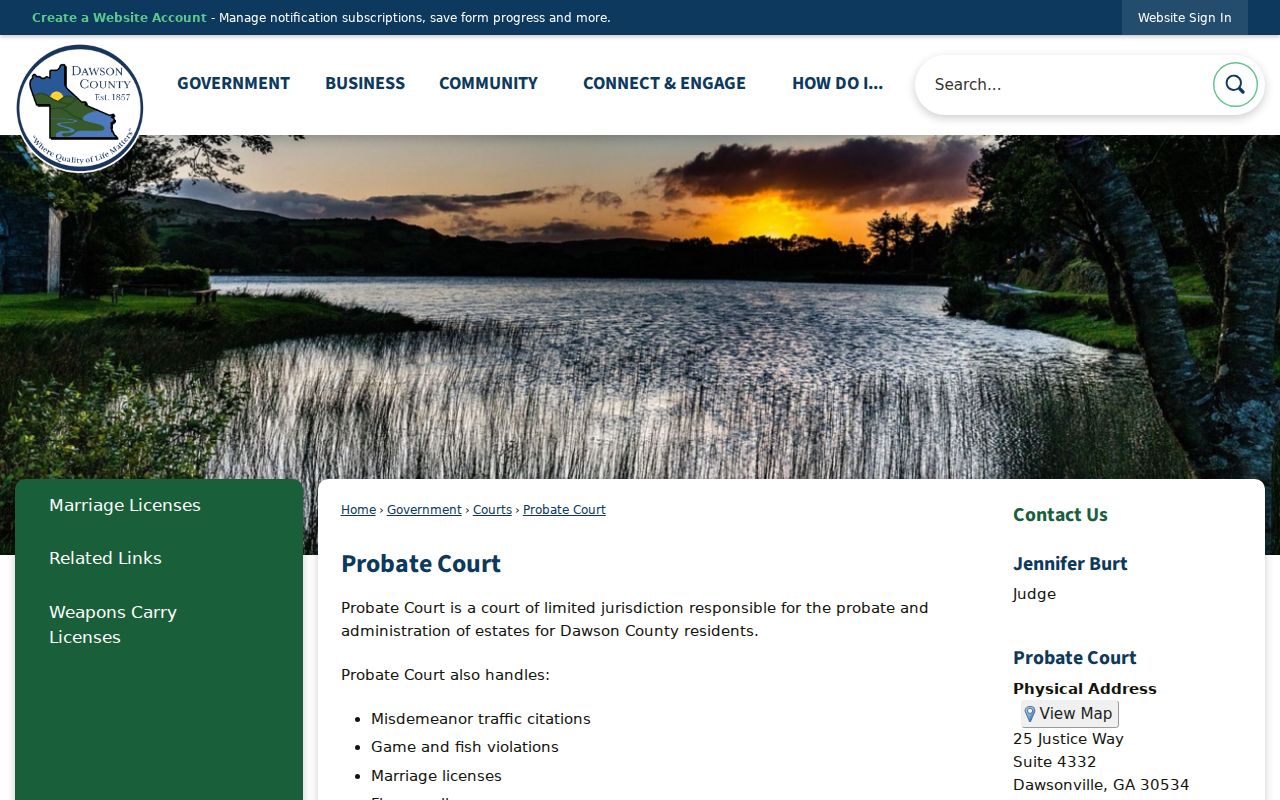 Dawson County court docket Probate Court traffic and records information