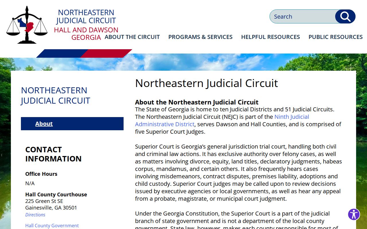 Dawson County court docket Northeastern Judicial Circuit map
